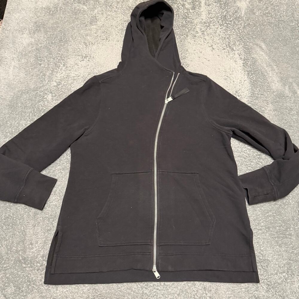 ATHLETA Hoodie Womens Large Black Retroplush Sweatshirt Jacket Zip #982844